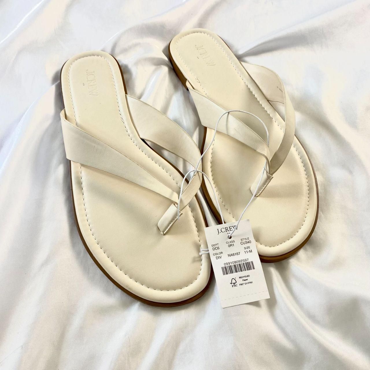 Nwt J.Crew Minimalist Elegant Ivory Flip Flops Thong Sandals Us 11